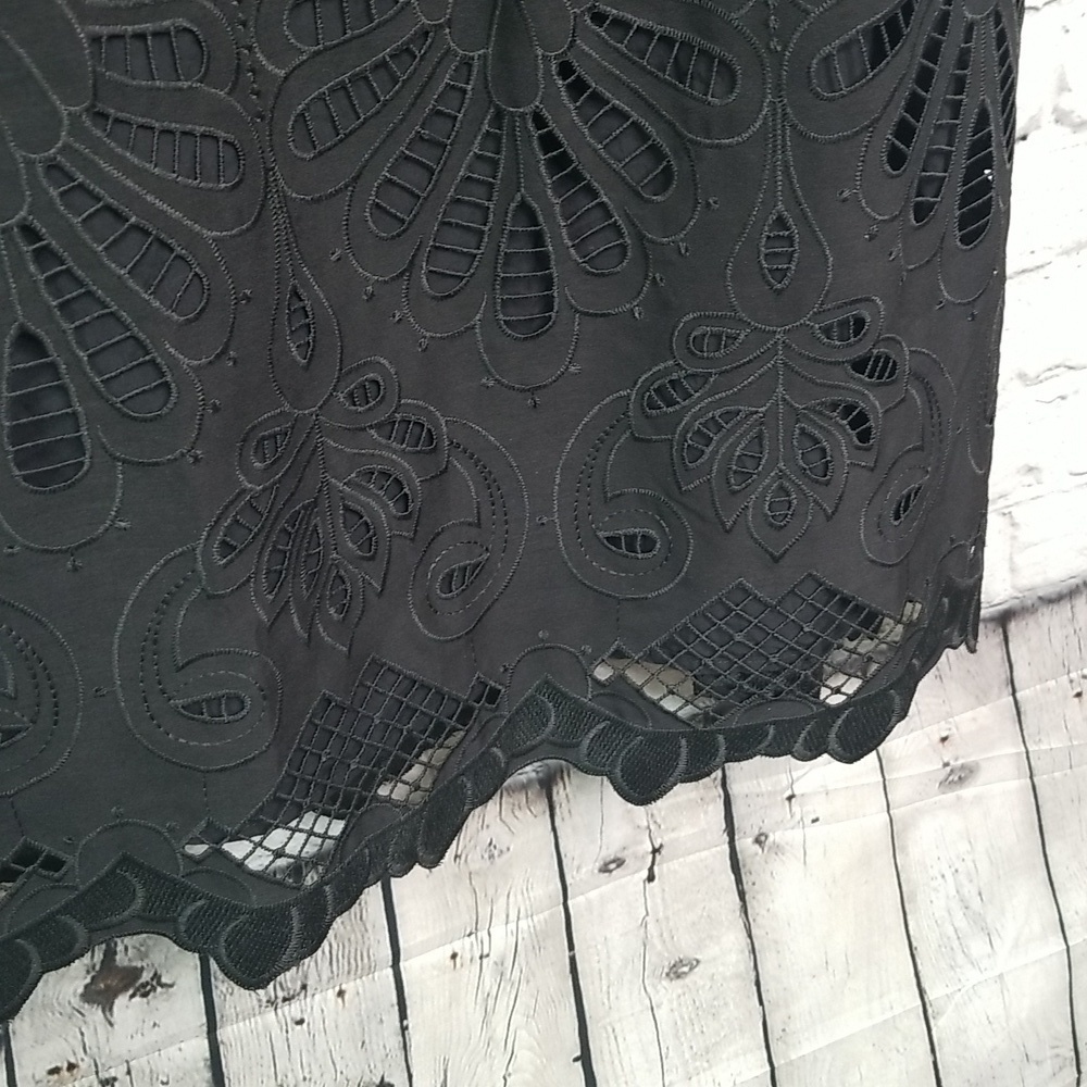 MANGO MNG Black Eyelet Sleeveless Dress Size 4 - Picture 4 of 7